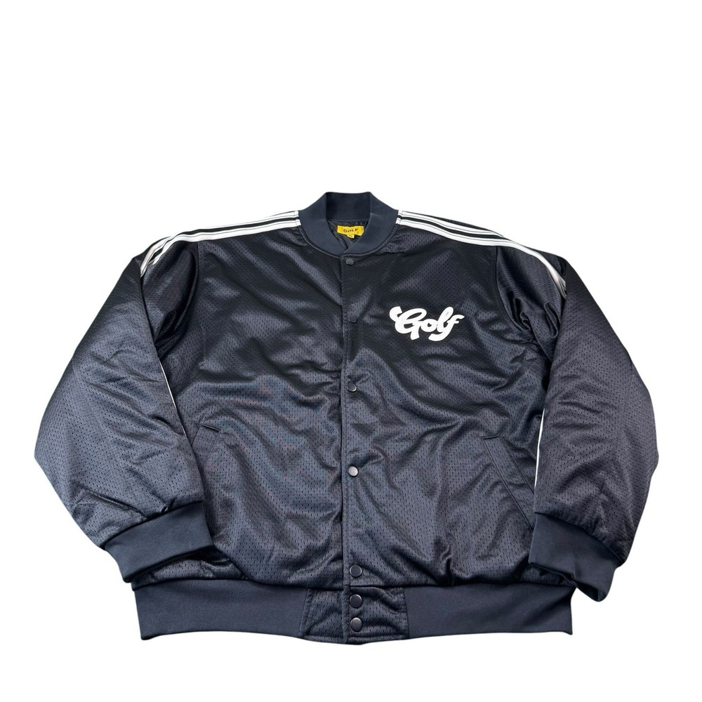 Golf Wang Black White Tipped Spellout Heavy Mesh Material Snap Front Jacket XL